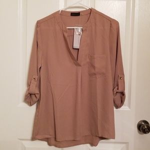 Tan polyester blouse